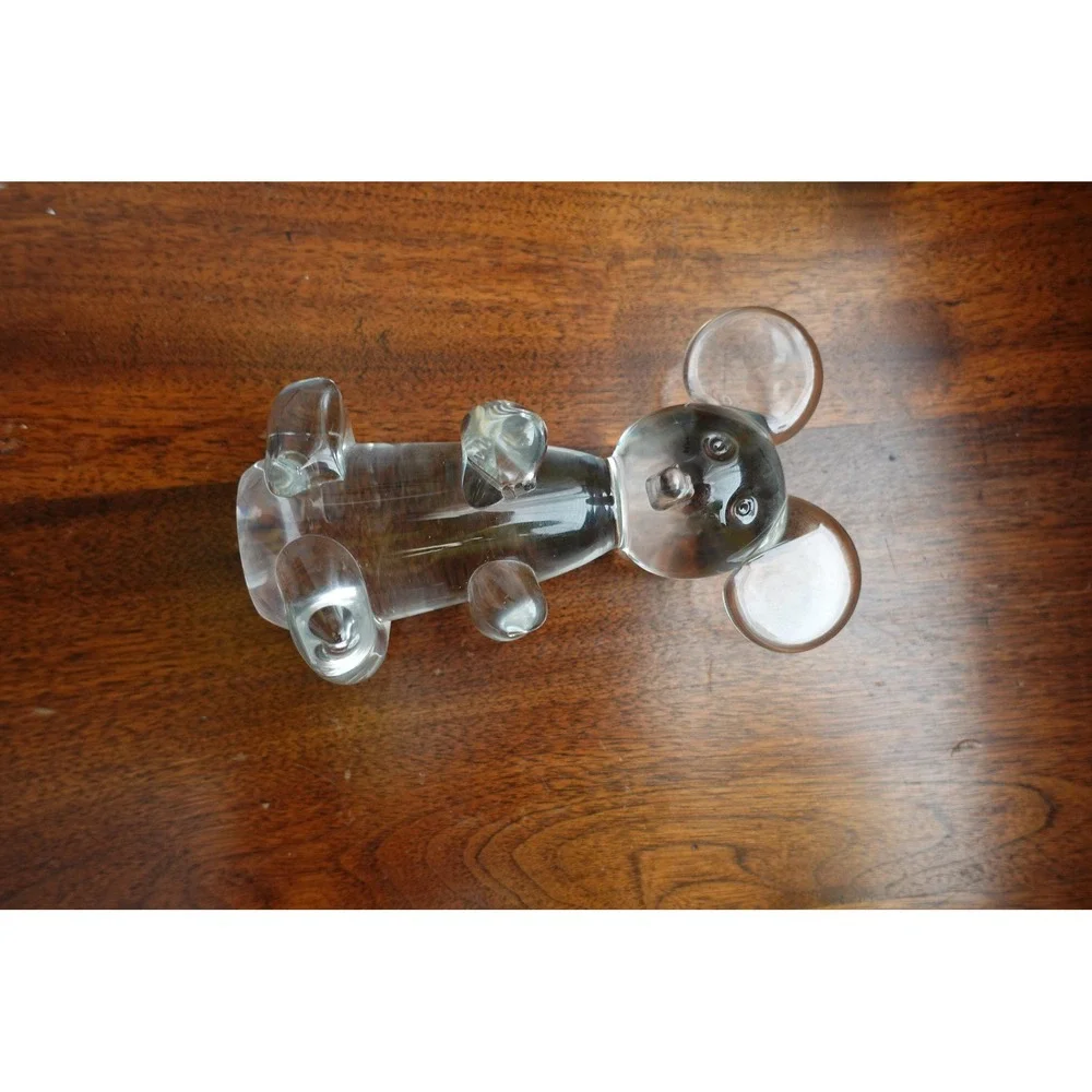 Vintage Clear Art‎ Glass Mouse Figurine 7 Inch Hand Blown MCM Animal Sculpture